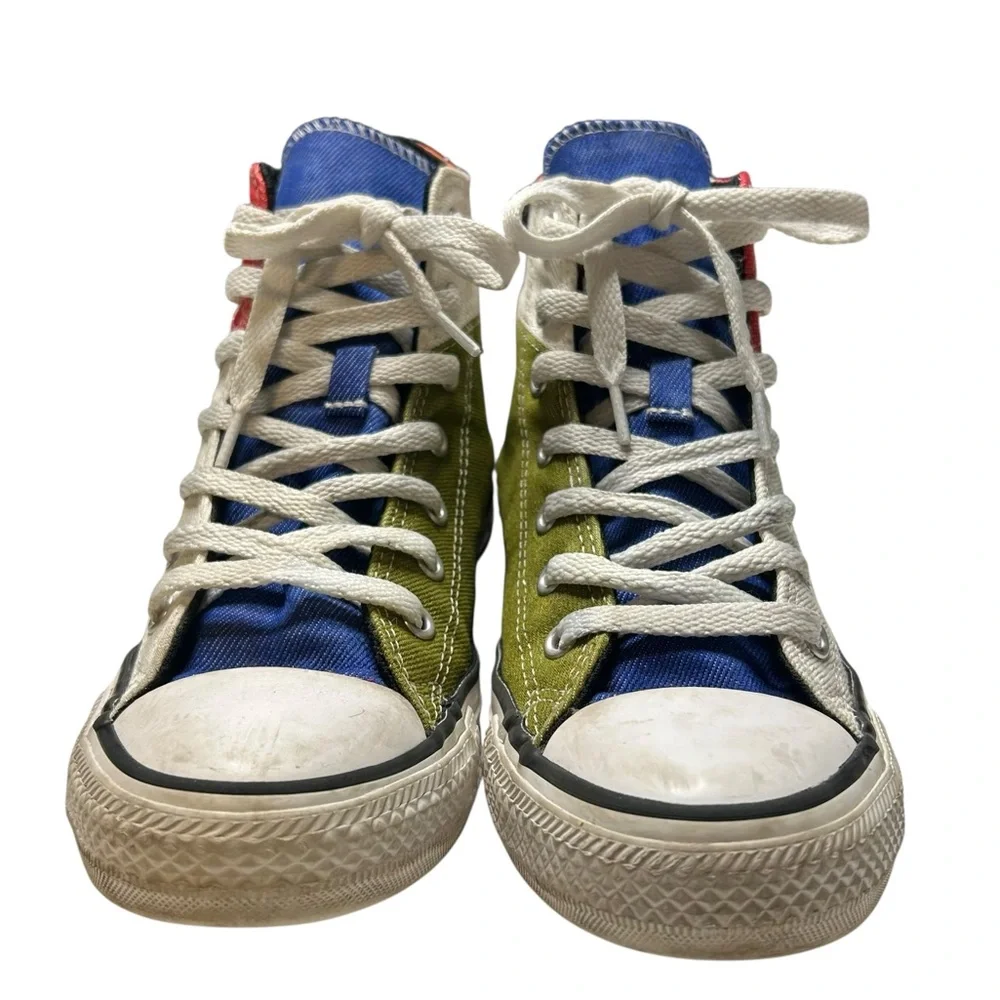 CONVERSE | Chuck Taylor Hi Top Patchwork Sneaker - White‎ + Multi - Sz Youth 3.5
